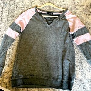 Grey and pink lightweight sweatshirt